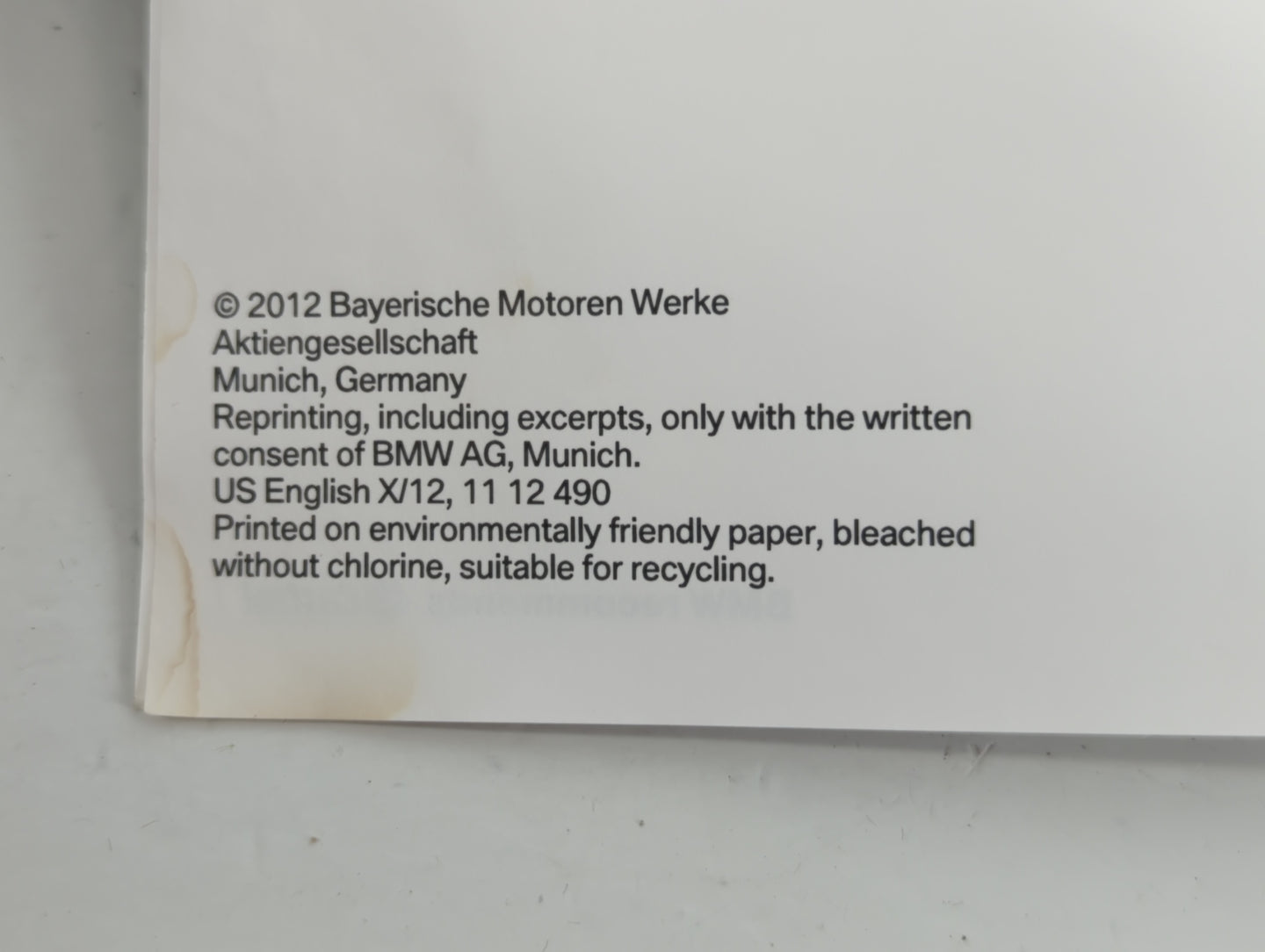 2012 Bmw 530i Owners Manual Book Guide OEM Used Auto Parts - Oemusedautoparts1.com