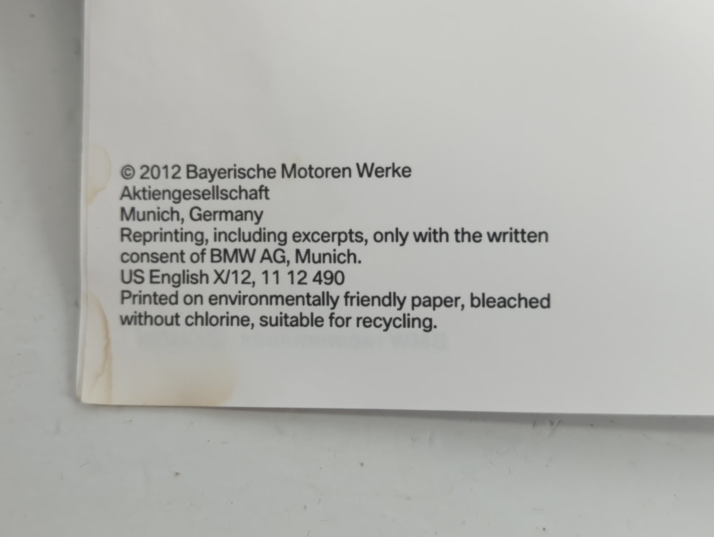 2012 Bmw 530i Owners Manual Book Guide OEM Used Auto Parts - Oemusedautoparts1.com