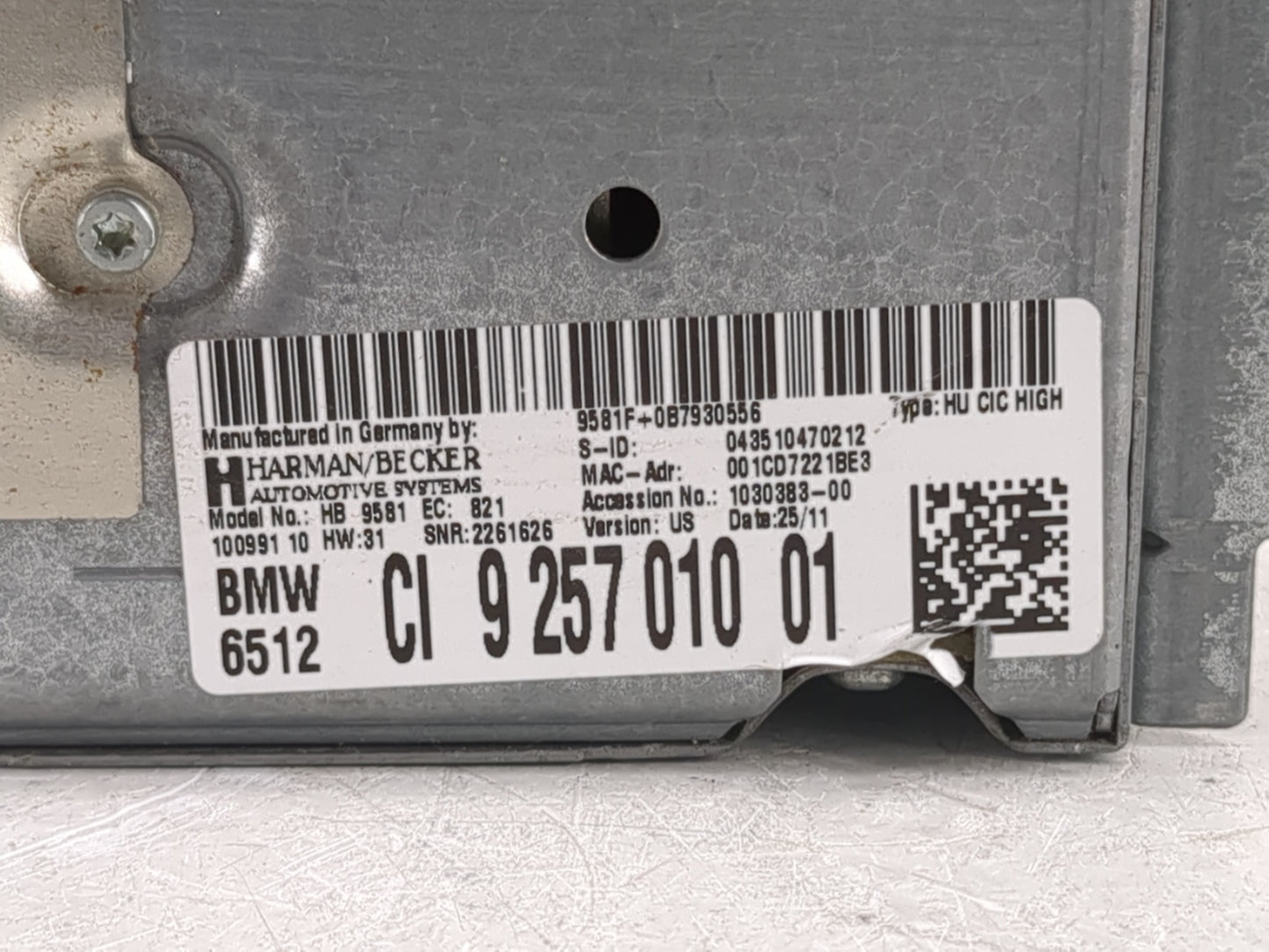 2010-2012 Bmw 750i Radio AM FM Cd Player Receiver Replacement P/N:9 257 010 01 Fits Fits 2010 2011 2012 OEM Used Auto Parts 