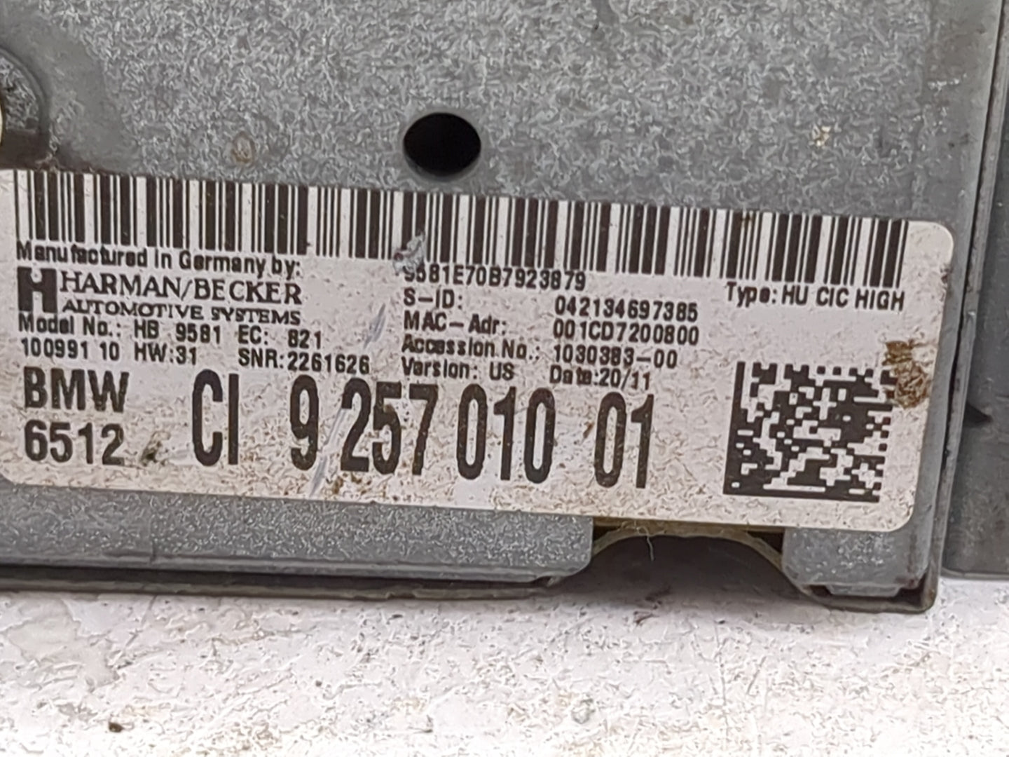 2012 Bmw 750li Radio AM FM Cd Player Receiver Replacement P/N:9257010 HB9581, 9581E70B7923879 Fits Fits 2010 2011 OEM Used A
