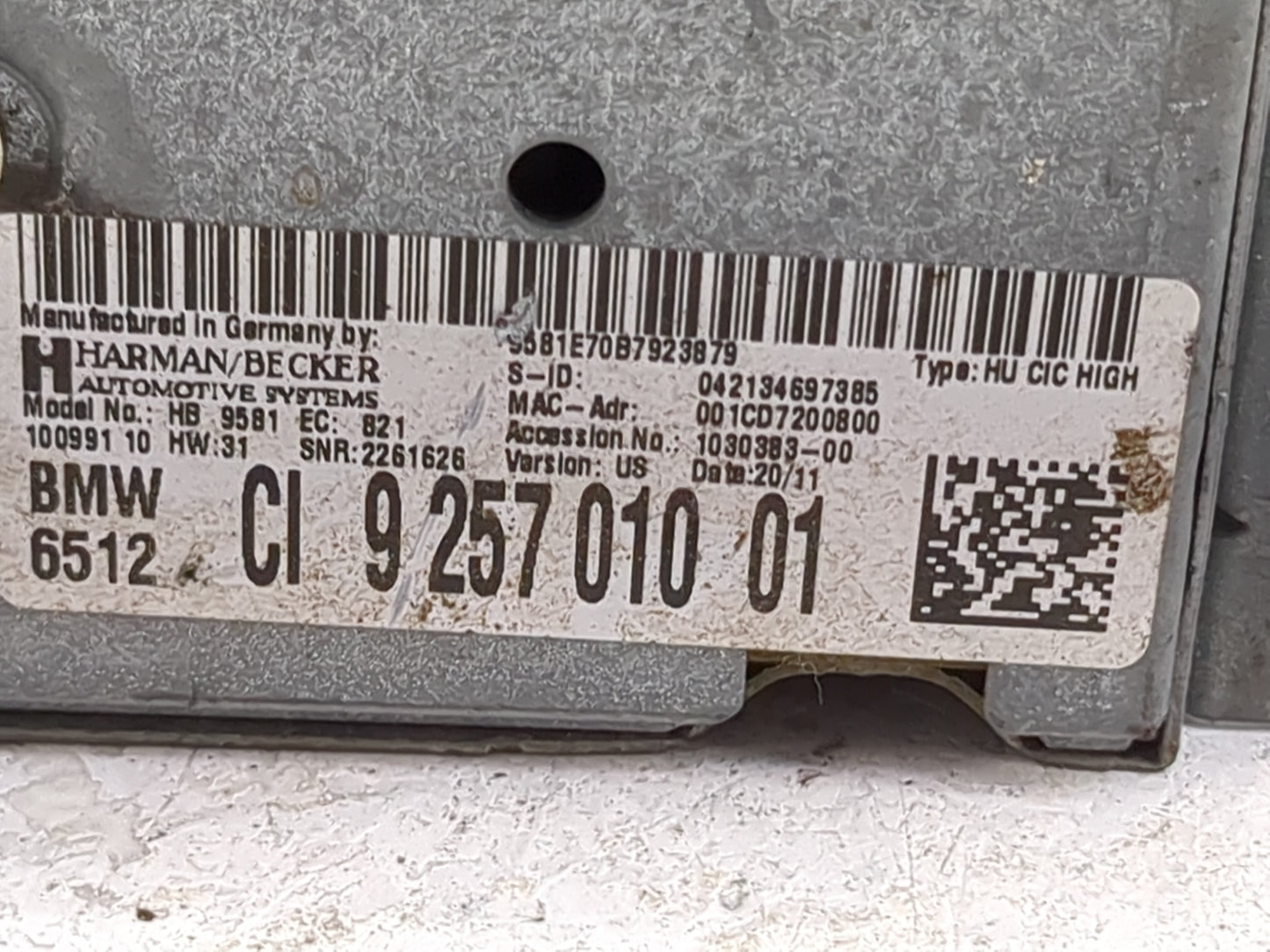 2012 Bmw 750li Radio AM FM Cd Player Receiver Replacement P/N:9257010 HB9581, 9581E70B7923879 Fits Fits 2010 2011 OEM Used A