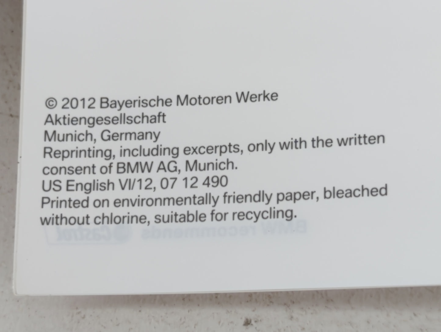 2012 Bmw X3 Owners Manual Book Guide OEM Used Auto Parts - Oemusedautoparts1.com