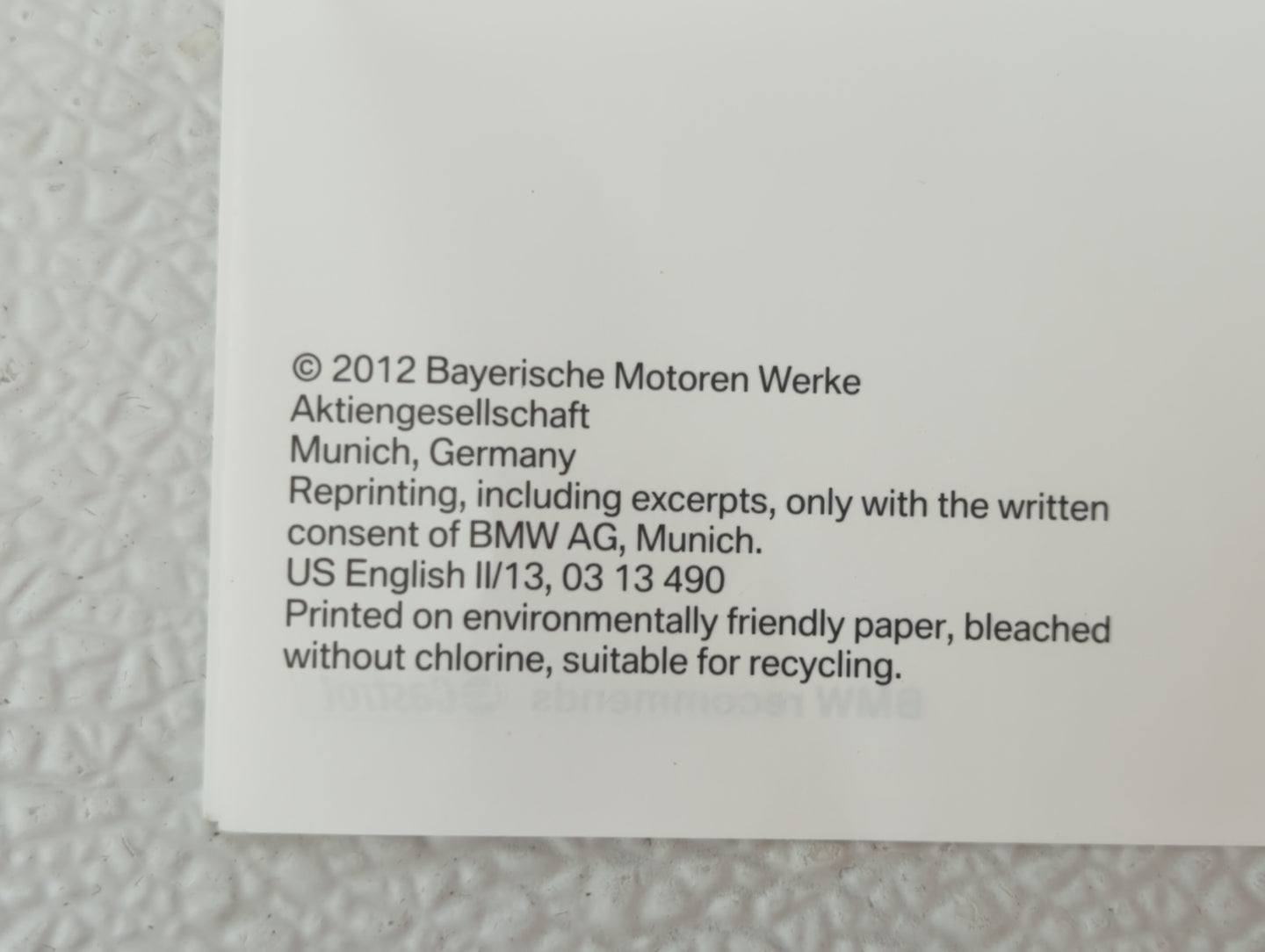 2012 Bmw X3 Owners Manual Book Guide OEM Used Auto Parts - Oemusedautoparts1.com