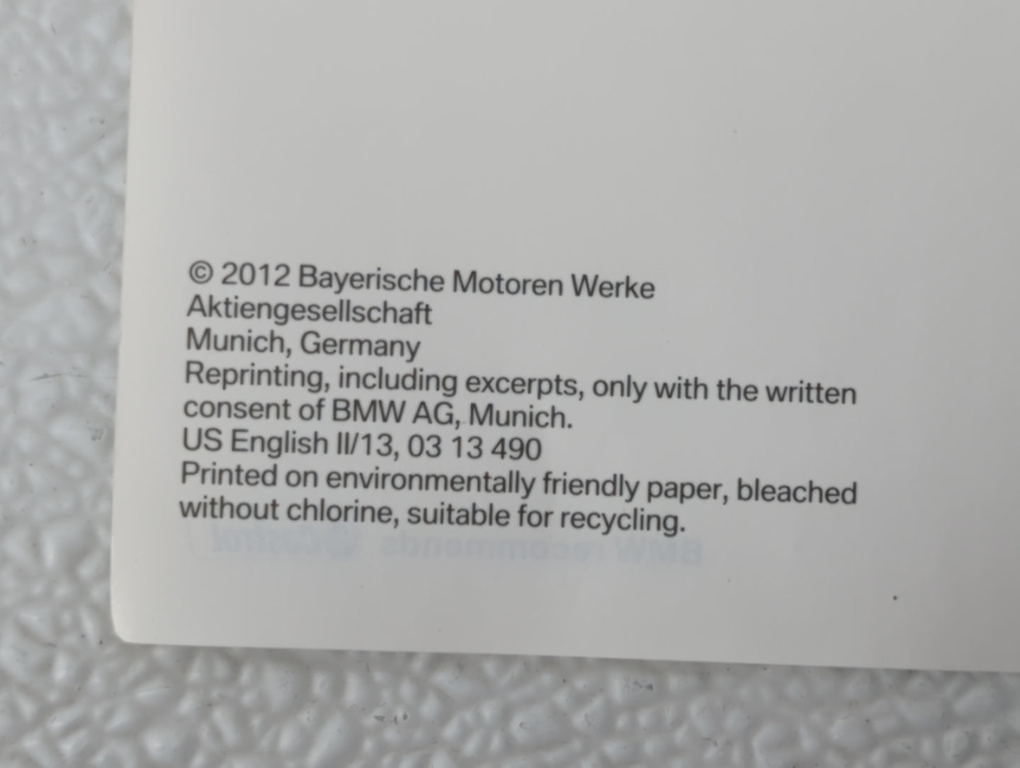 2012 Bmw X3 Owners Manual Book Guide OEM Used Auto Parts - Oemusedautoparts1.com