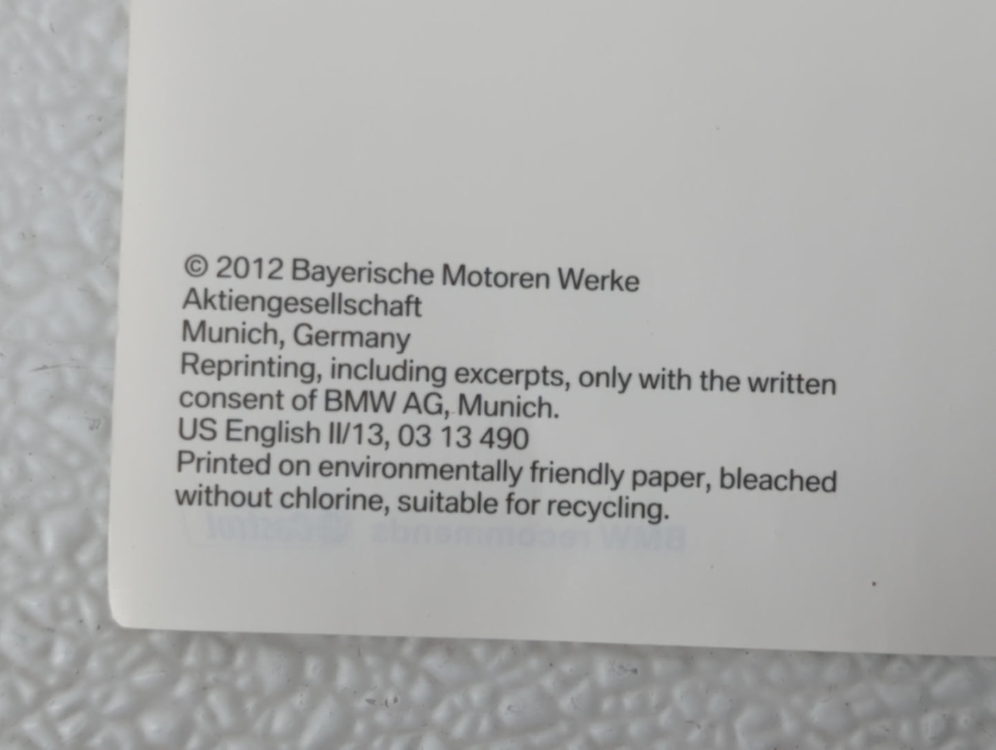 2012 Bmw X3 Owners Manual Book Guide OEM Used Auto Parts - Oemusedautoparts1.com
