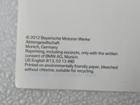 2012 Bmw X3 Owners Manual Book Guide OEM Used Auto Parts - Oemusedautoparts1.com