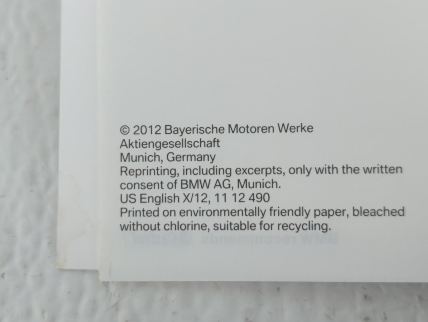 2012 Bmw X3 Owners Manual Book Guide OEM Used Auto Parts - Oemusedautoparts1.com