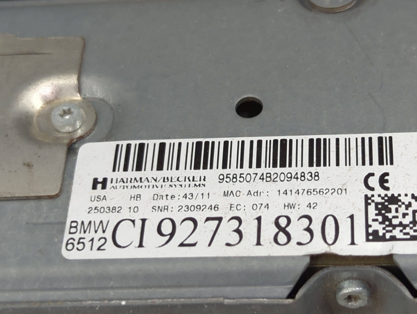 2012 Bmw X5 Radio AM FM Cd Player Receiver Replacement P/N:9585074B2094838 CI9273183Q1 Fits OEM Used Auto Parts - Oemusedaut