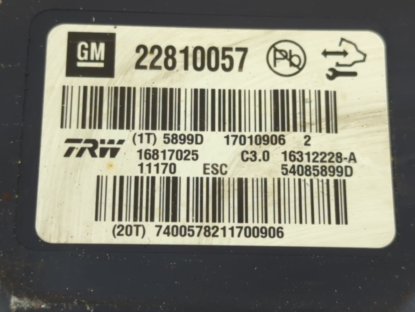 2012-2013 Buick Lacross ABS Pump Control Module Replacement P/N:22810057 Fits Fits 2012 2013 2014 2015 2016 OEM Used Auto Pa