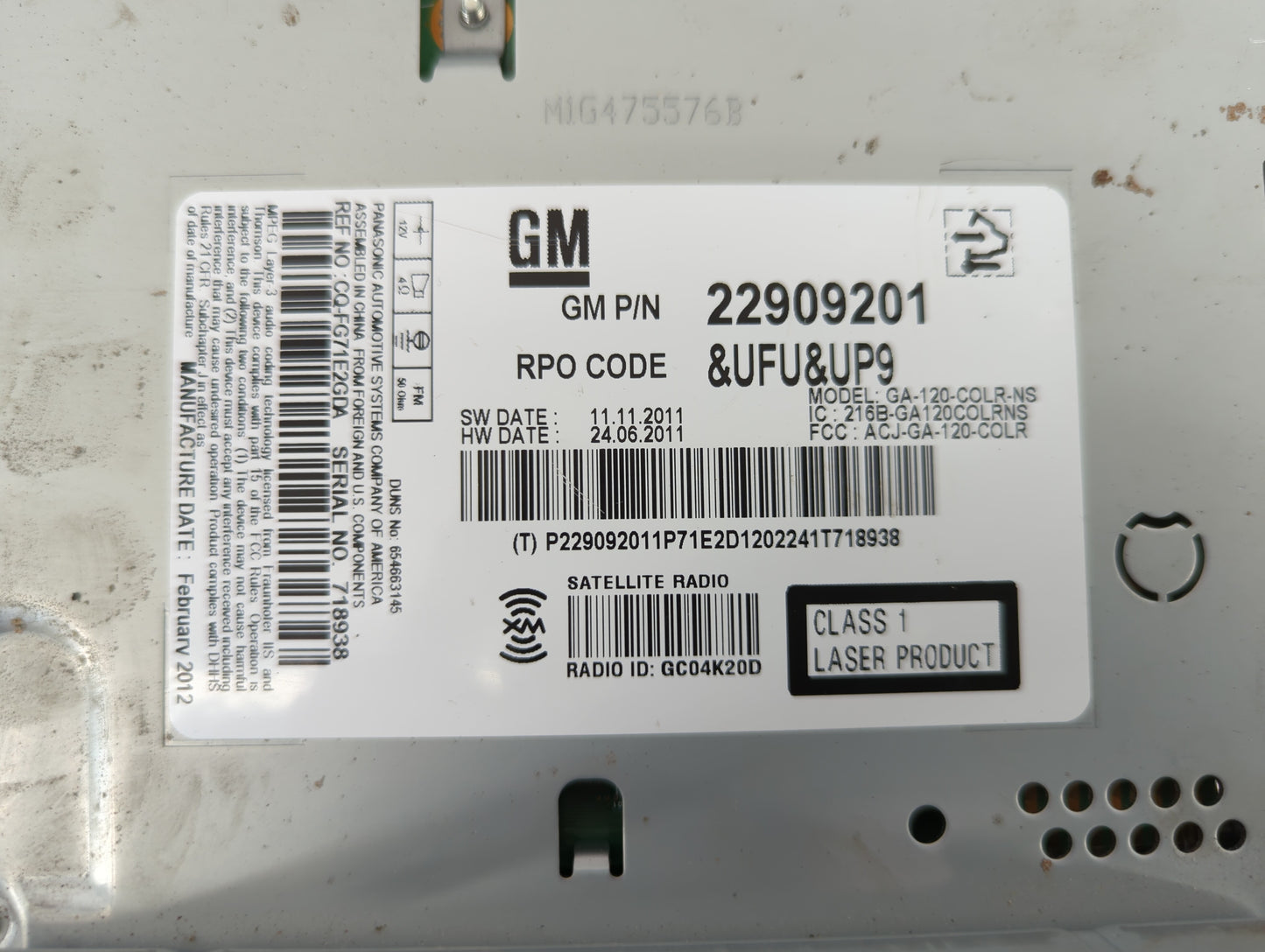 2012-2012 Buick Lacrosse Am Fm Cd Player Radio Receiver - Oemusedautoparts1.com