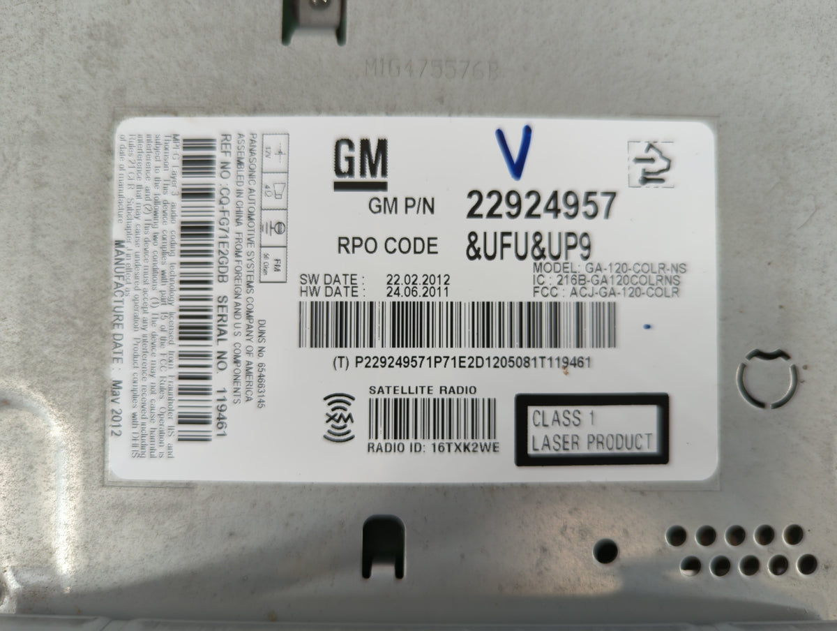 2012-2012 Buick Lacrosse Am Fm Cd Player Radio Receiver 695691 - Oemusedautoparts1.com
