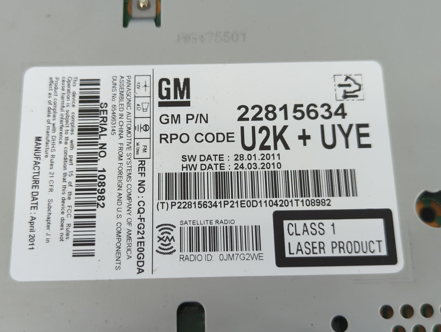 2012-2012 Buick Lacrosse Am Fm Cd Player Radio Receiver - Oemusedautoparts1.com