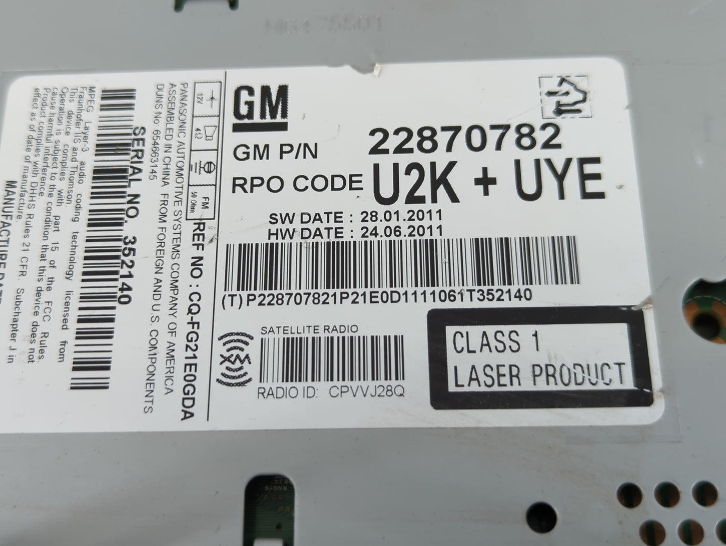 2011-2012 Buick Lacrosse Am Fm Cd Player Radio Receiver - Oemusedautoparts1.com