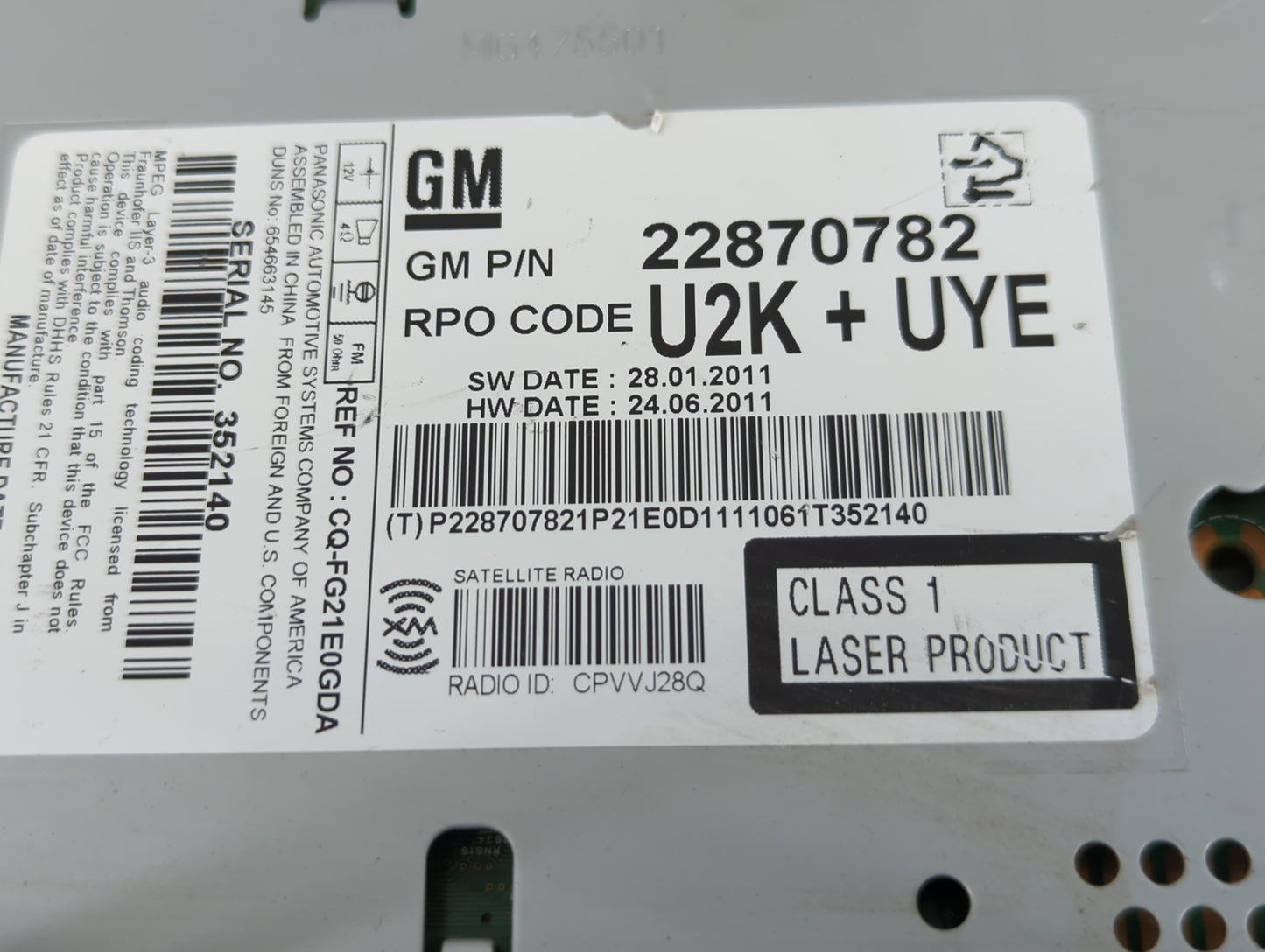 2011-2012 Buick Lacrosse Am Fm Cd Player Radio Receiver - Oemusedautoparts1.com