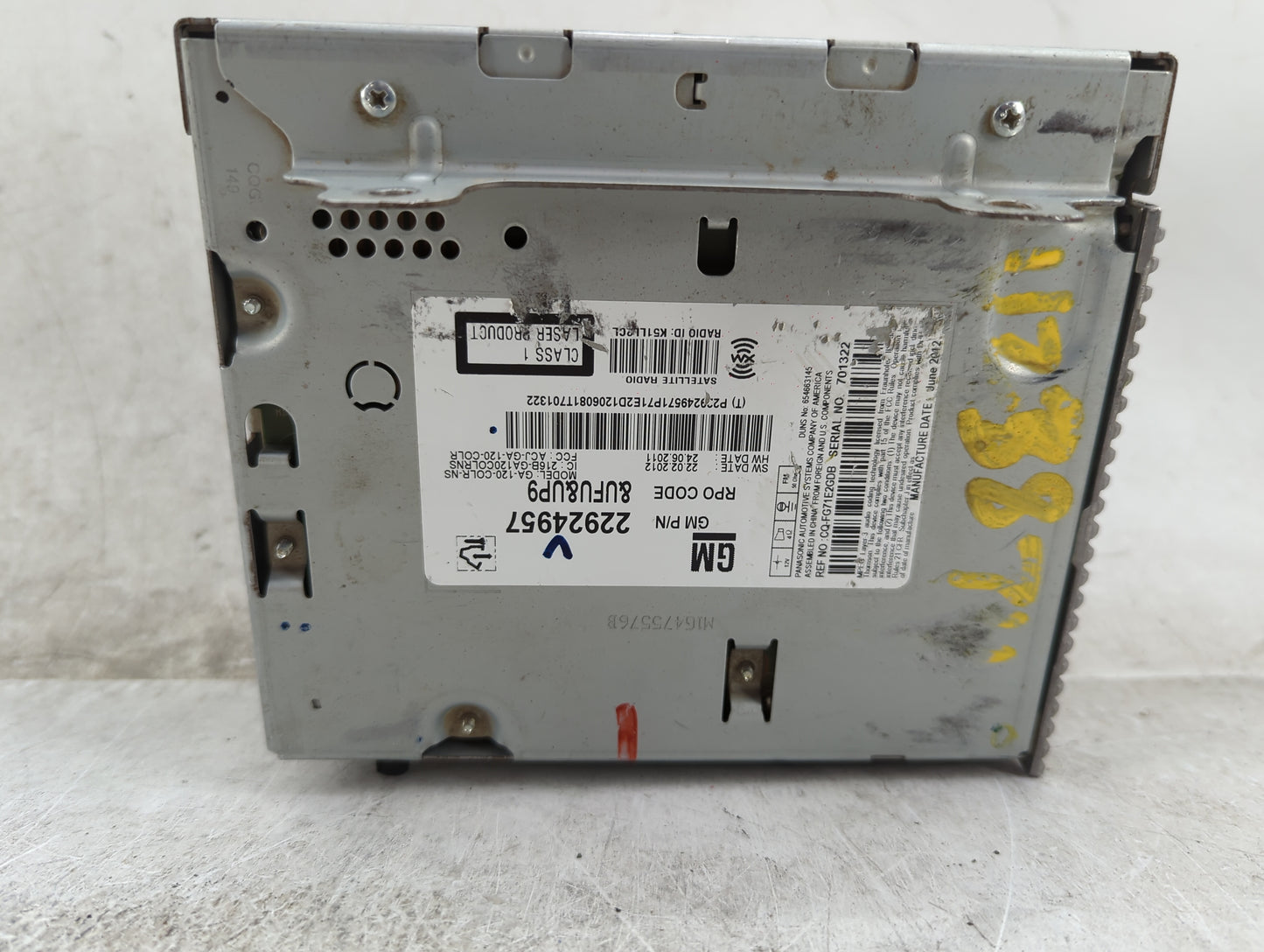 2012 Buick Regal Radio AM FM Cd Player Receiver Replacement P/N:22924957 GA-120-COLR-NS, CQ-FG71E2GDB Fits OEM Used Auto Par