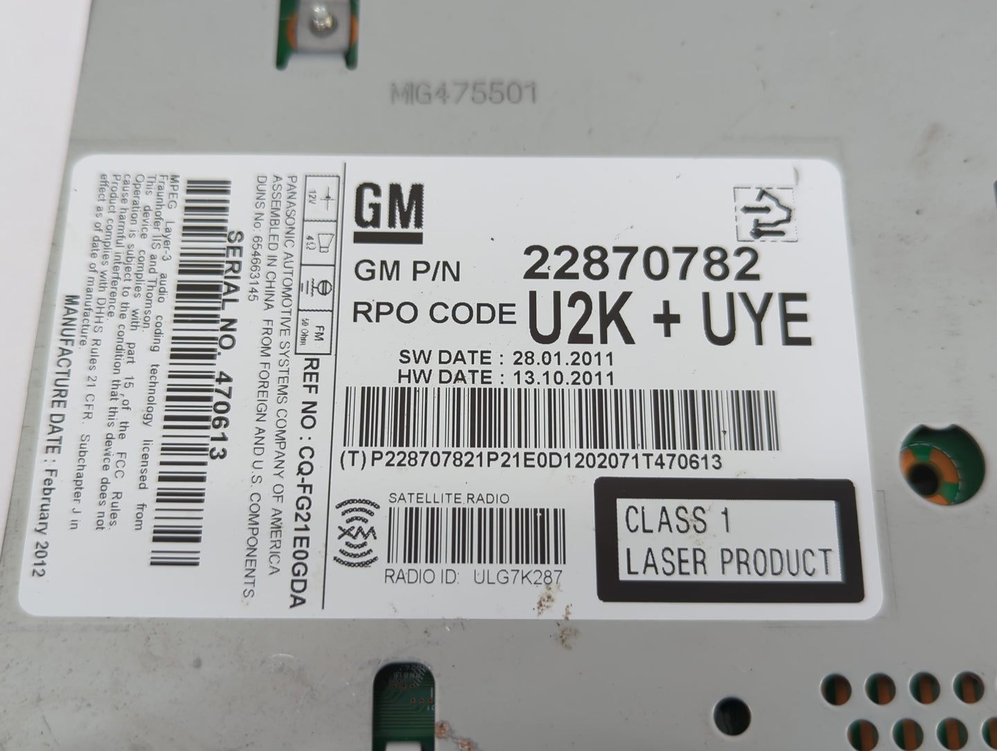 2011-2012 Buick Regal Am Fm Cd Player Radio Receiver - Oemusedautoparts1.com