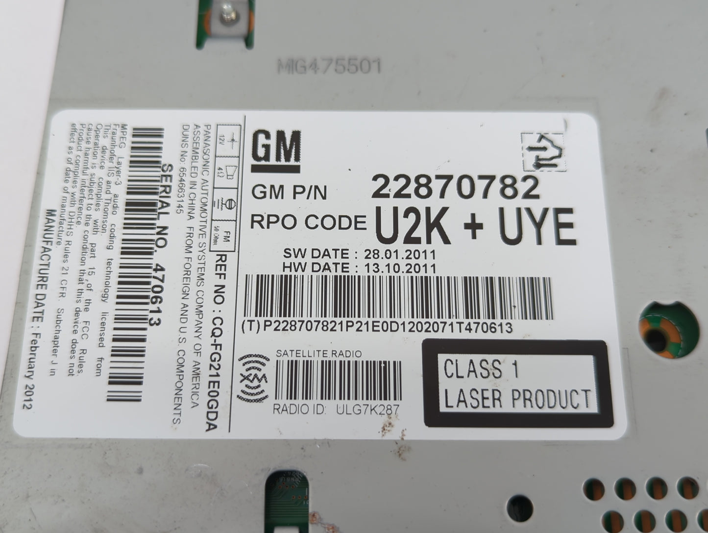 2011-2012 Buick Regal Am Fm Cd Player Radio Receiver - Oemusedautoparts1.com