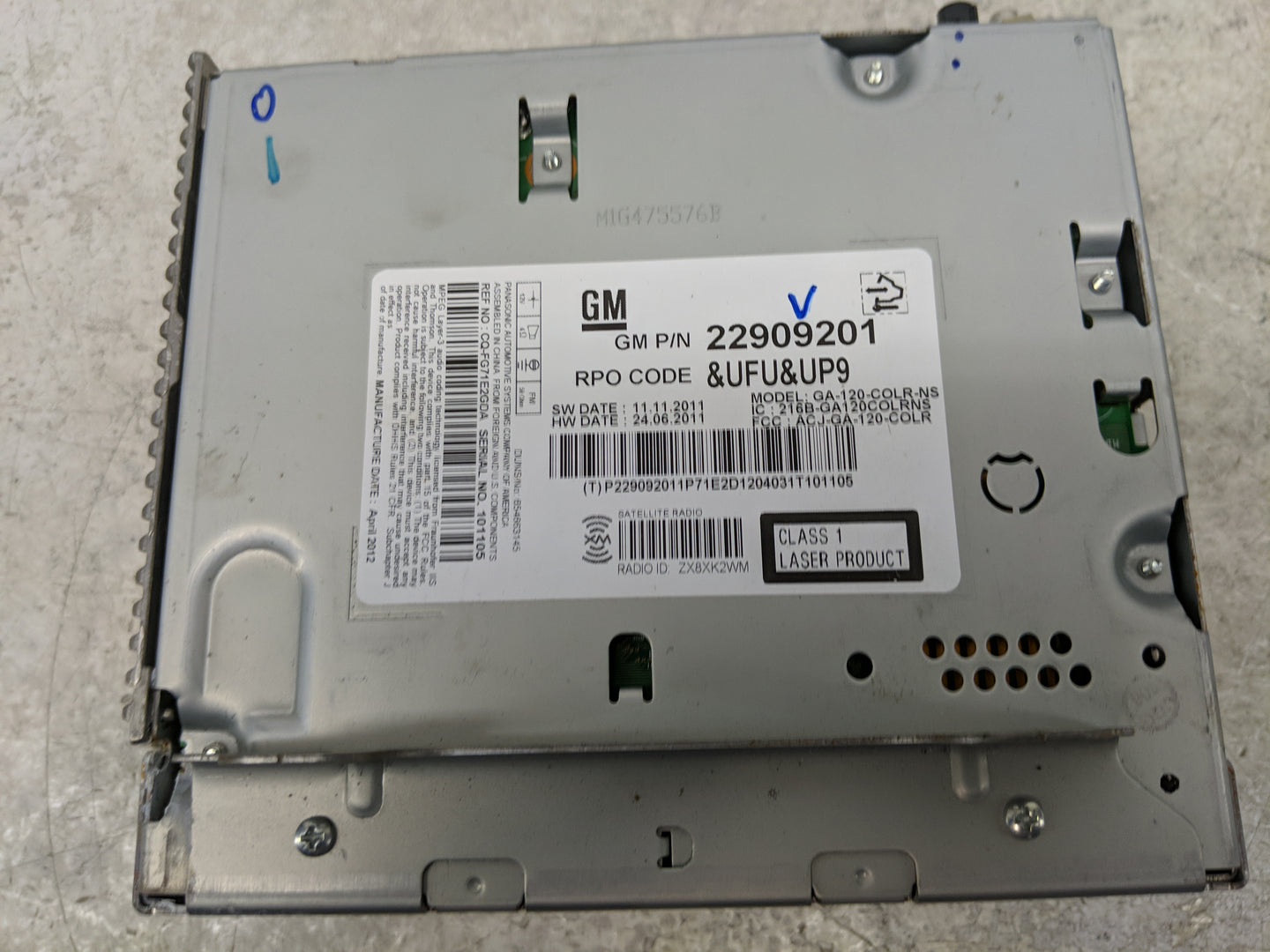 2012 Buick Verano Radio AM FM Cd Player Receiver Replacement P/N:22909201 Fits OEM Used Auto Parts - Oemusedautoparts1.com