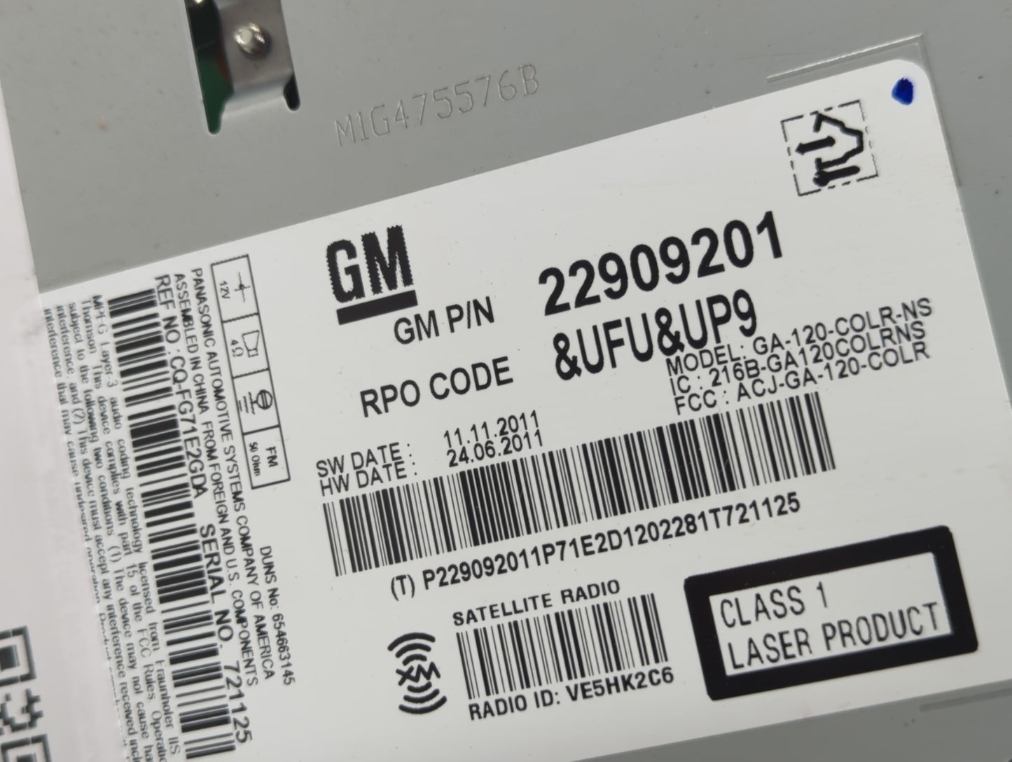 2012 Buick Verano Radio AM FM Cd Player Receiver Replacement P/N:22909201 Fits OEM Used Auto Parts - Oemusedautoparts1.com