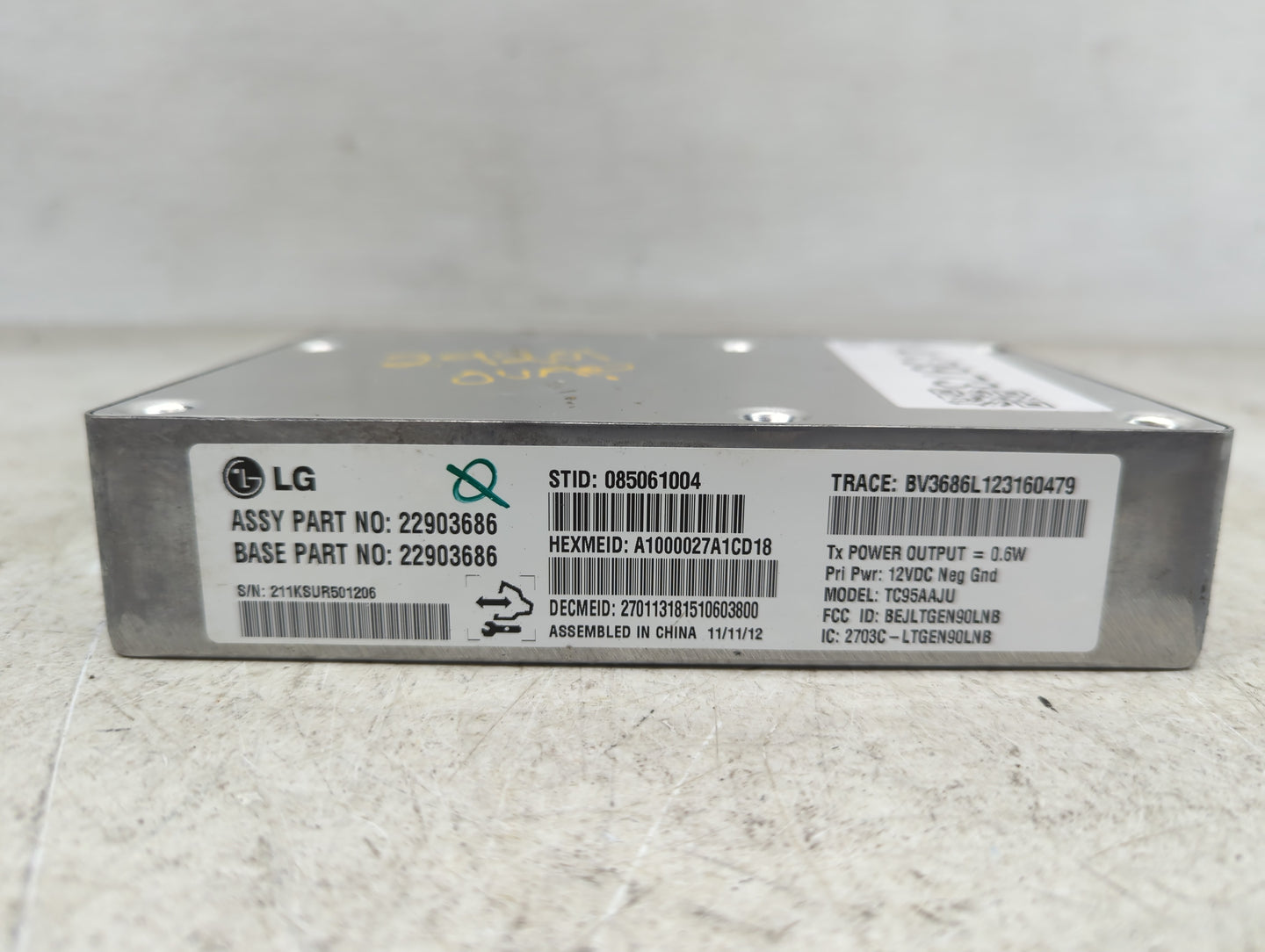2012-2012 Buick Verano Communication Control Module 22903686 - Oemusedautoparts1.com