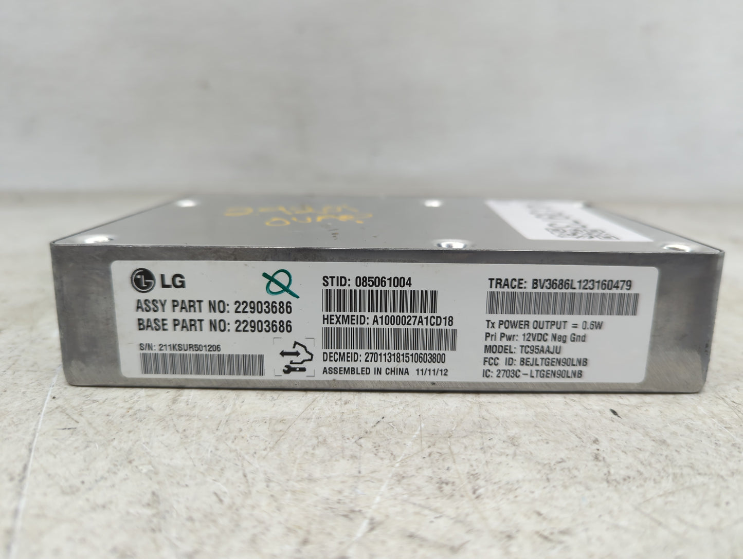 2012-2012 Buick Verano Communication Control Module 22903686 - Oemusedautoparts1.com