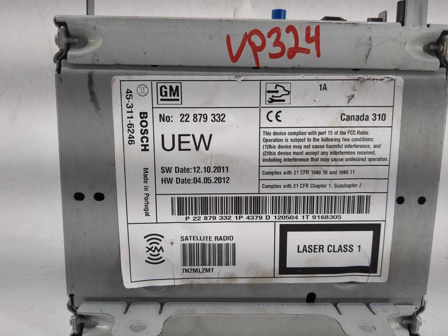 2012-2013 Buick Verano Radio AM FM Cd Player Receiver Replacement P/N:22879332 7N2ML2MT, 45-311-6246 Fits Fits 2012 2013 OEM
