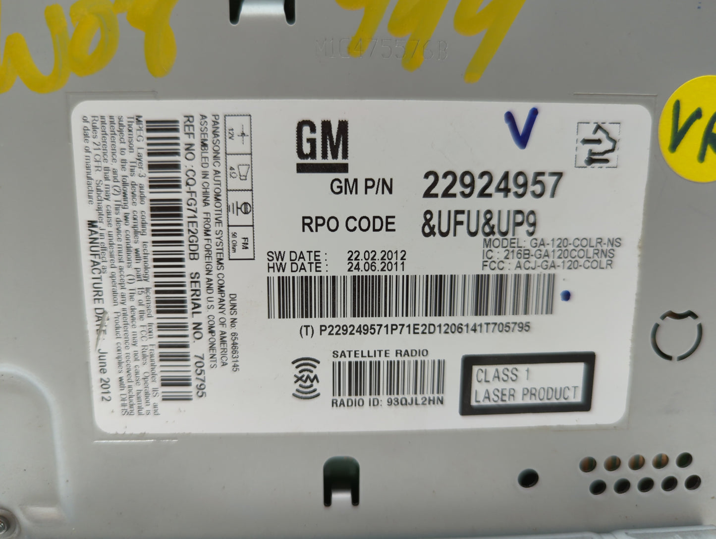 2012 Buick Verano Radio AM FM Cd Player Receiver Replacement P/N:22893153 22924957, 22909201 Fits OEM Used Auto Parts - Oemu