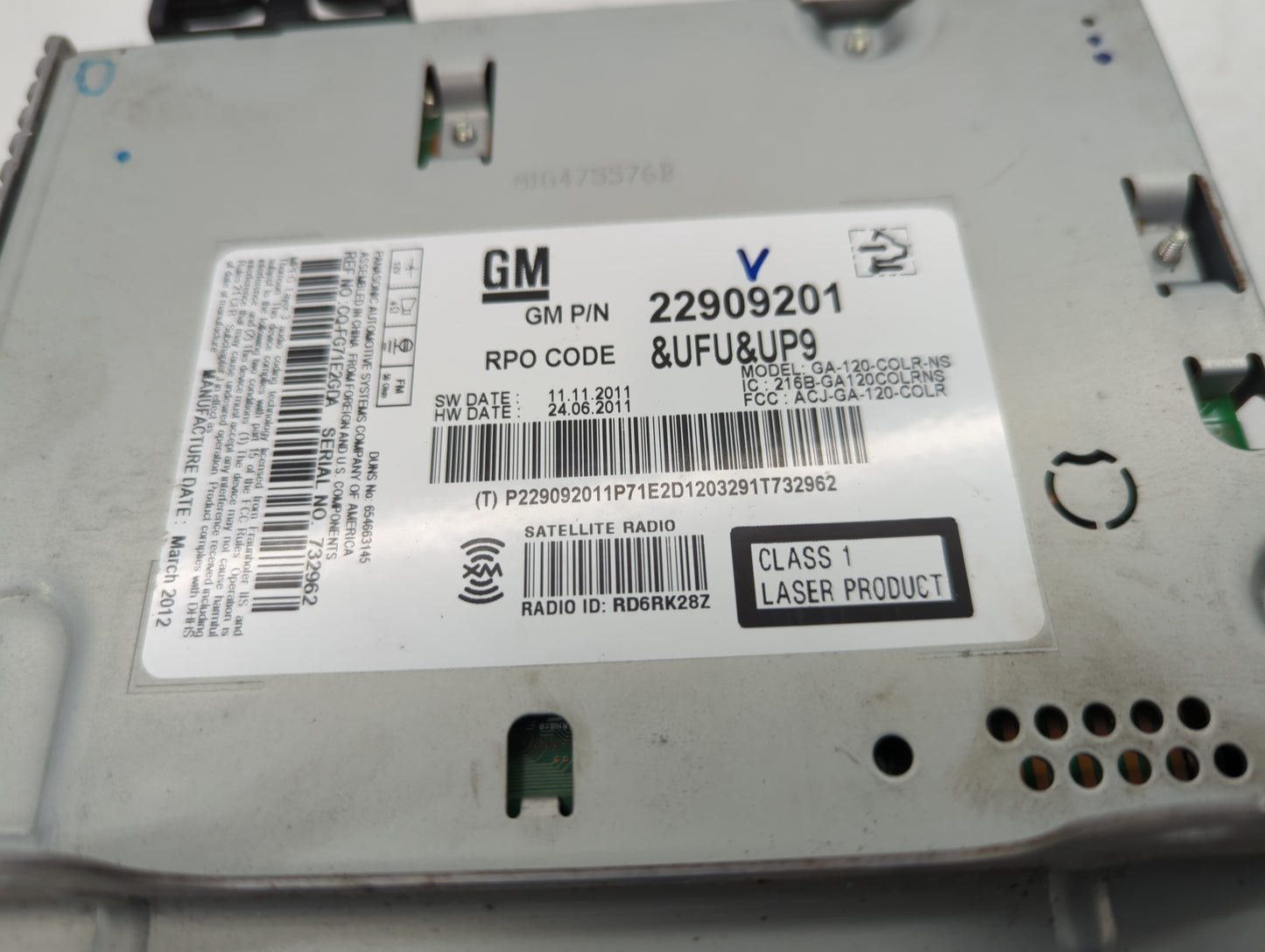 2012-2012 Buick Verano Am Fm Cd Player Radio Receiver - Oemusedautoparts1.com