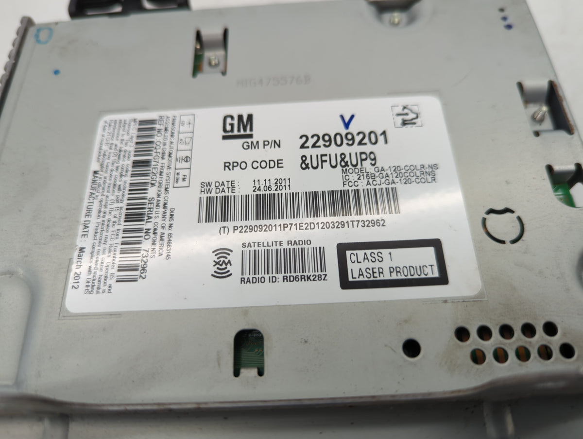 2012-2012 Buick Verano Am Fm Cd Player Radio Receiver 465180 - Oemusedautoparts1.com