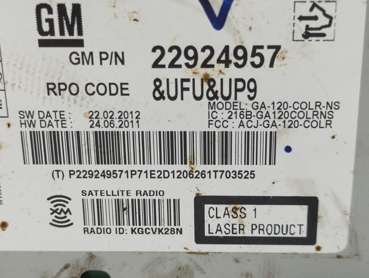 2012-2012 Buick Verano Am Fm Cd Player Radio Receiver 572477 - Oemusedautoparts1.com