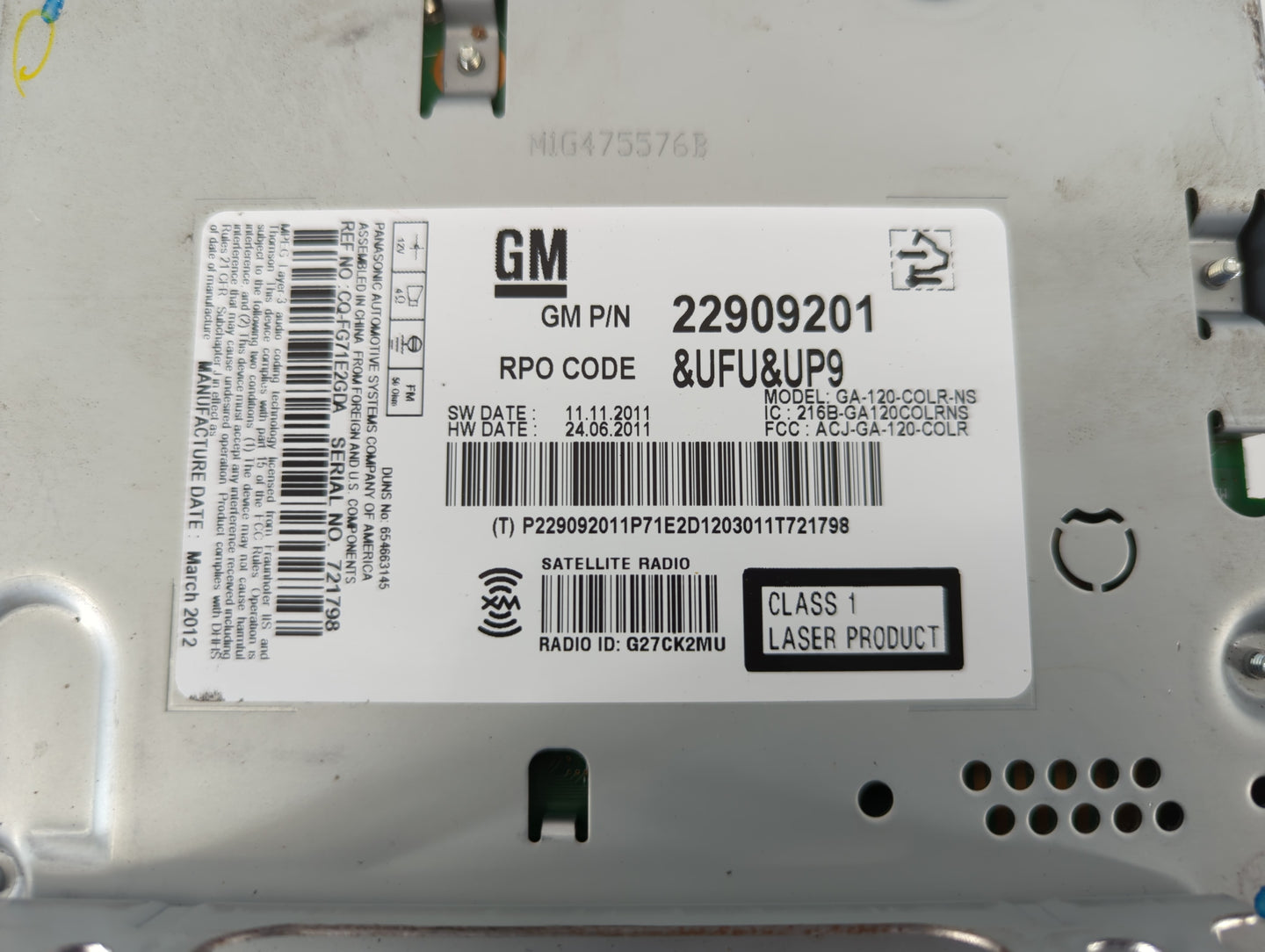 2012-2012 Buick Verano Am Fm Cd Player Radio Receiver - Oemusedautoparts1.com