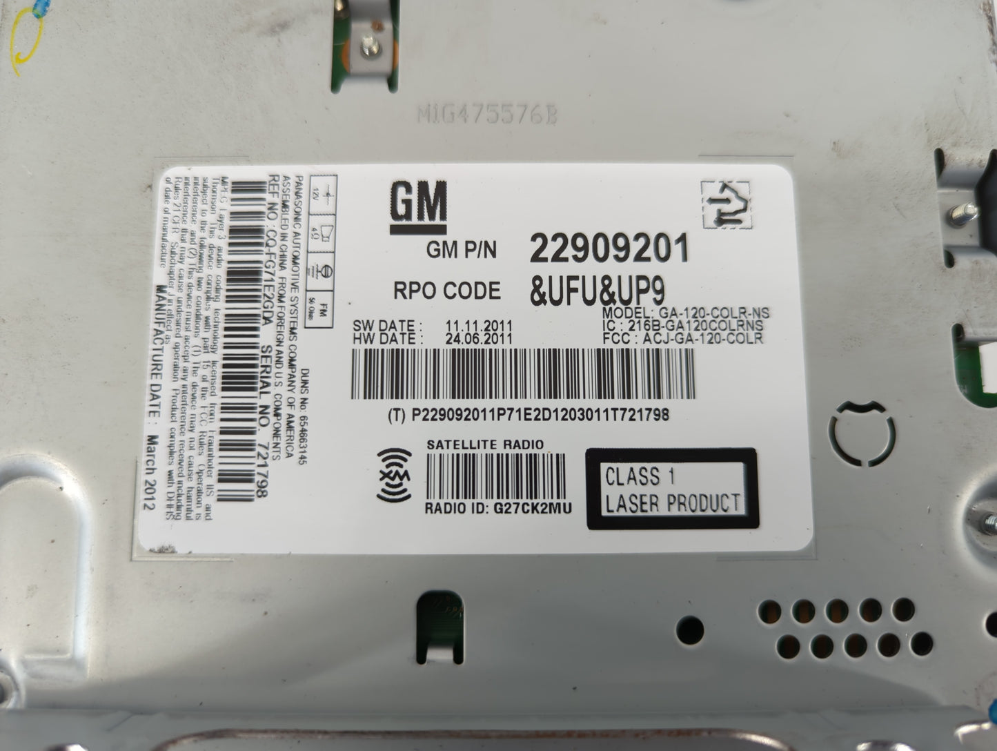 2012-2012 Buick Verano Am Fm Cd Player Radio Receiver - Oemusedautoparts1.com