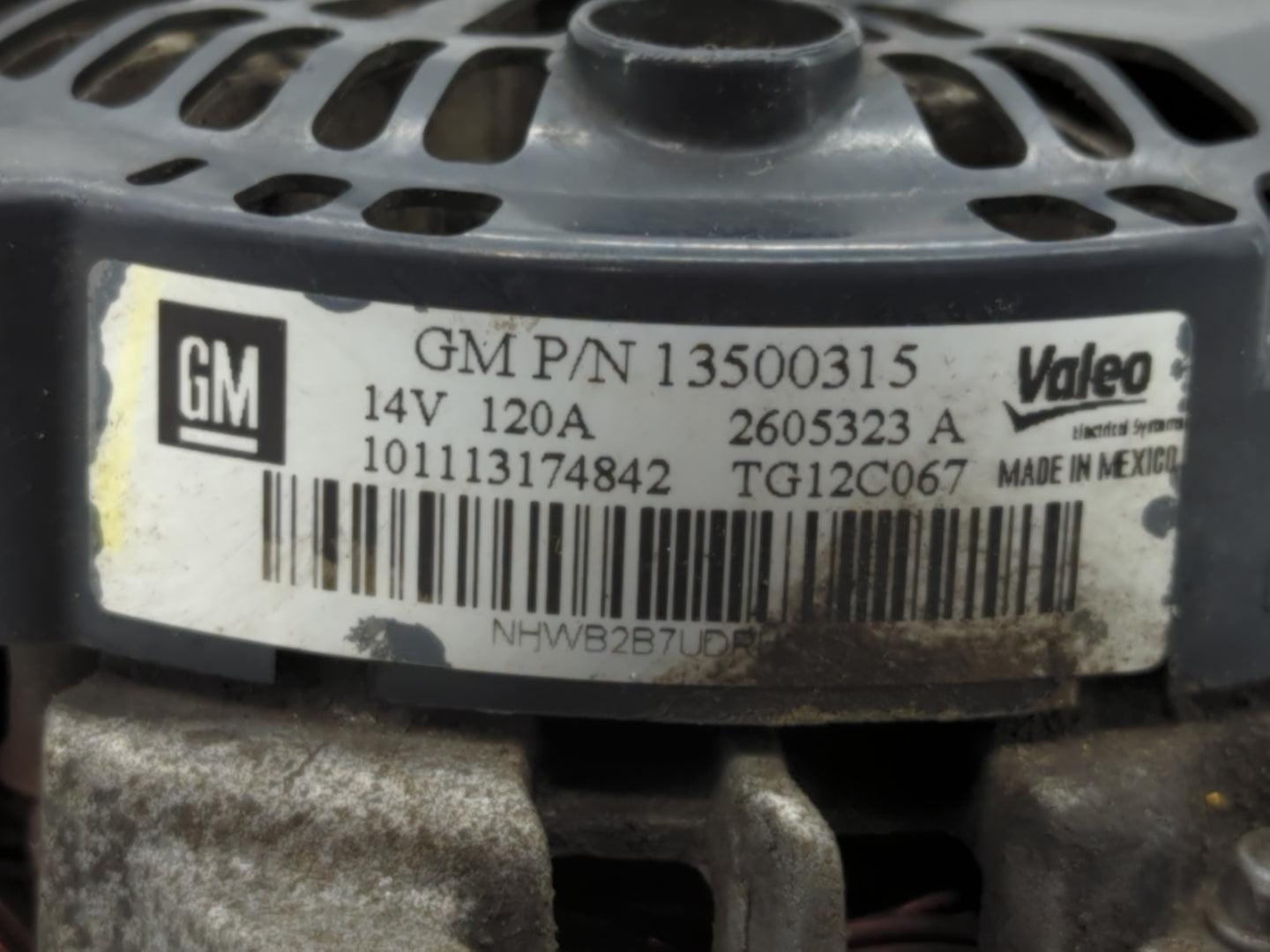 2012-2017 Buick Verano Alternator Replacement Generator Charging Assembly Engine OEM P/N:13500315 Fits OEM Used Auto Parts -