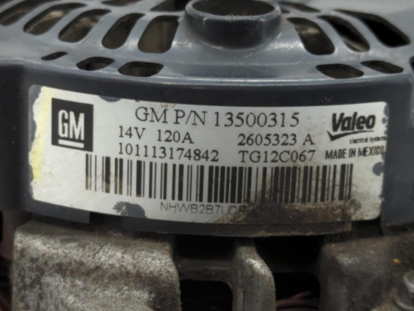 2012-2017 Buick Verano Alternator Replacement Generator Charging Assembly Engine OEM P/N:13500315 Fits OEM Used Auto Parts -