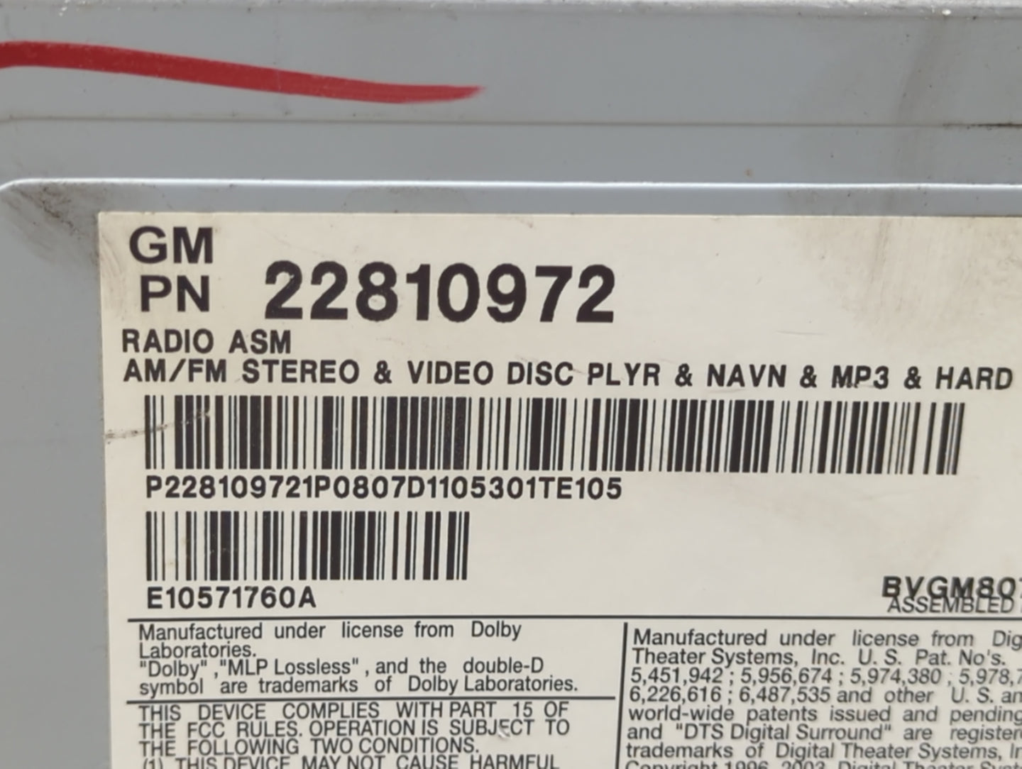 2009-2014 Cadillac Cts Radio AM FM Cd Player Receiver Replacement P/N:22810972 L6P2Y0C0DV Fits Fits 2009 2010 2011 2012 2013