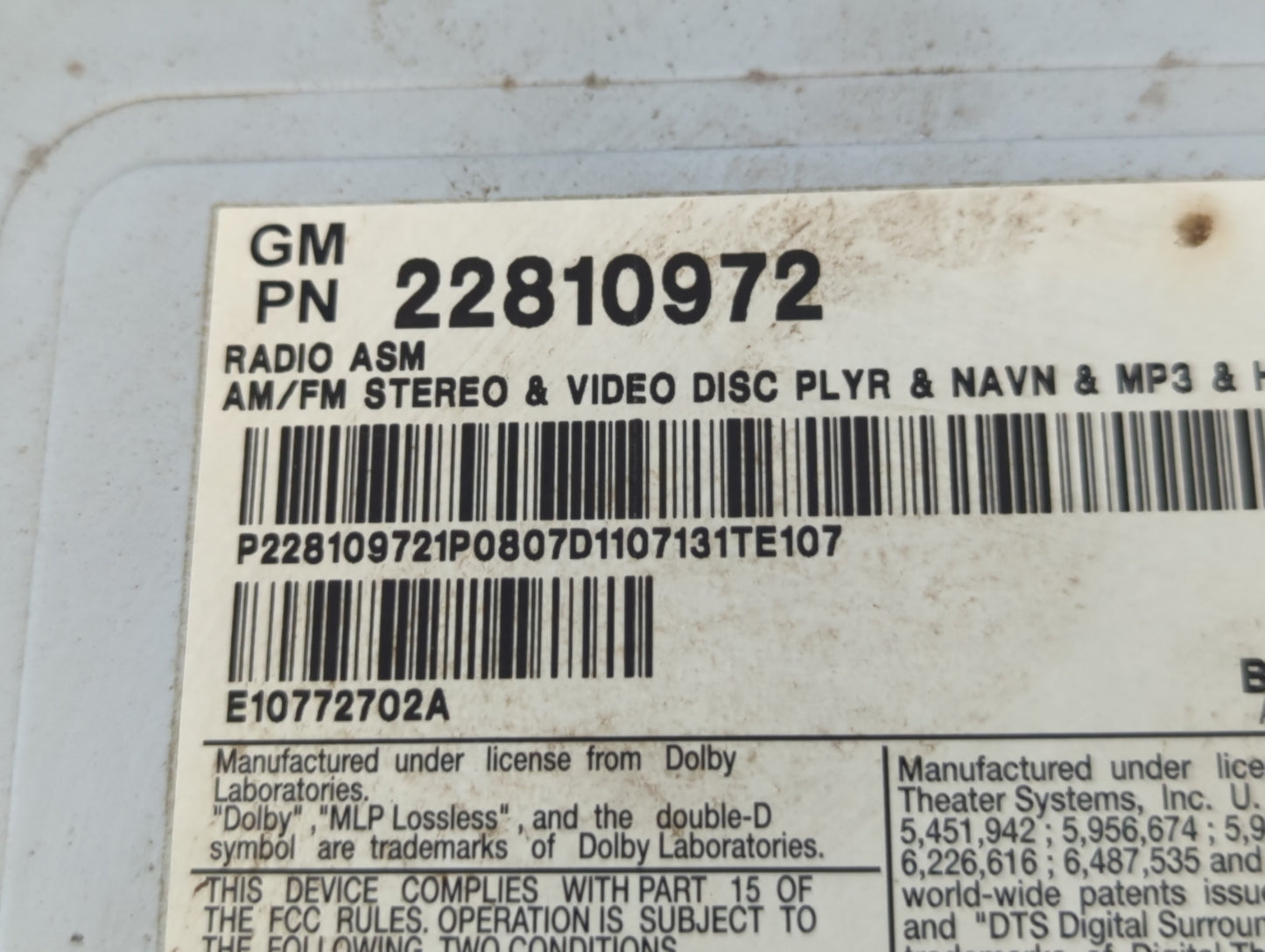 2012-2013 Cadillac Cts Am Fm Cd Player Radio Receiver - Oemusedautoparts1.com