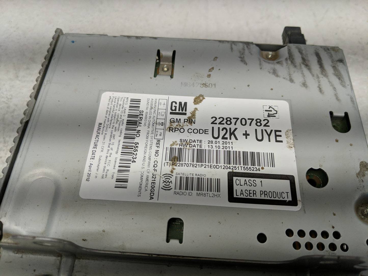 2011-2012 Cadillac Srx Radio AM FM Cd Player Receiver Replacement P/N:22870782 Fits Fits 2010 2011 2012 OEM Used Auto Parts 