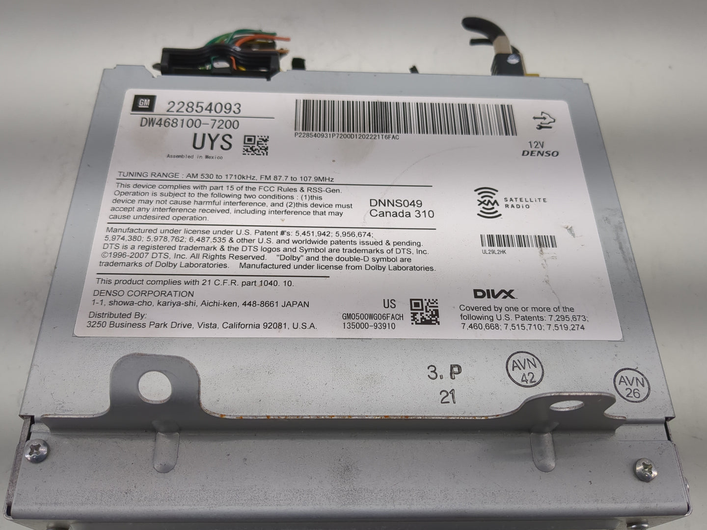 2012 Cadillac Srx Radio AM FM Cd Player Receiver Replacement P/N:22854093 Fits Fits 2013 OEM Used Auto Parts - Oemusedautopa
