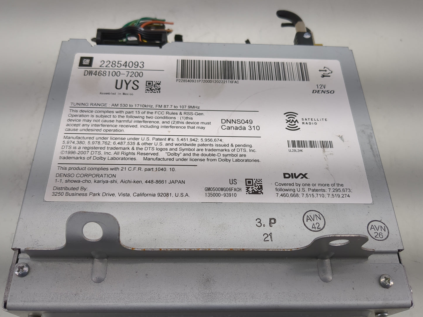 2012 Cadillac Srx Radio AM FM Cd Player Receiver Replacement P/N:22854093 Fits Fits 2013 OEM Used Auto Parts - Oemusedautopa