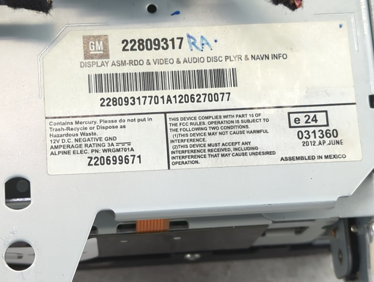 2012 Cadillac Srx Information Radio Display Screen 1453303 - Oemusedautoparts1.com