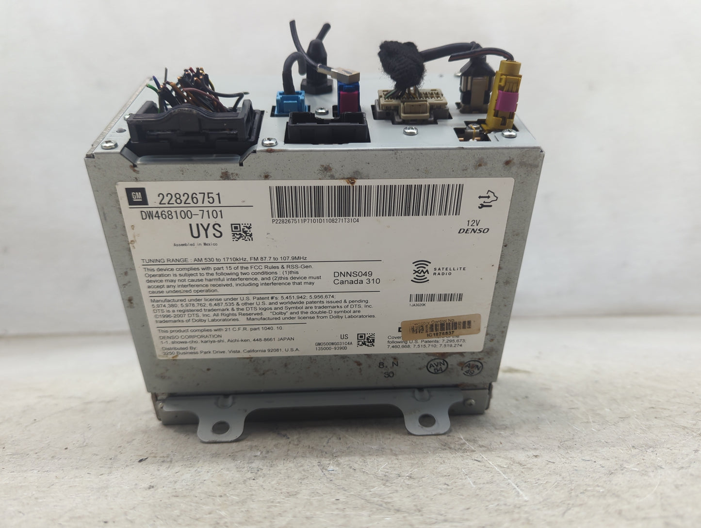 2012 Cadillac Srx Radio AM FM Cd Player Receiver Replacement P/N:22826751 DW468100-7101 Fits Fits 2013 OEM Used Auto Parts -