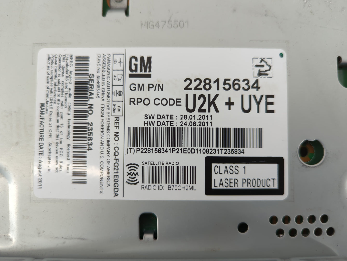 2012-2012 Cadillac Srx Am Fm Cd Player Radio Receiver - Oemusedautoparts1.com