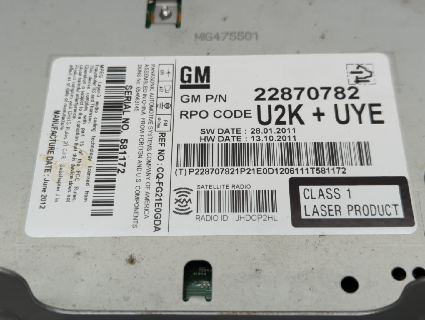 2010-2012 Cadillac Srx Radio AM FM Cd Player Receiver Replacement P/N:22870782 Fits Fits 2010 2011 2012 OEM Used Auto Parts 