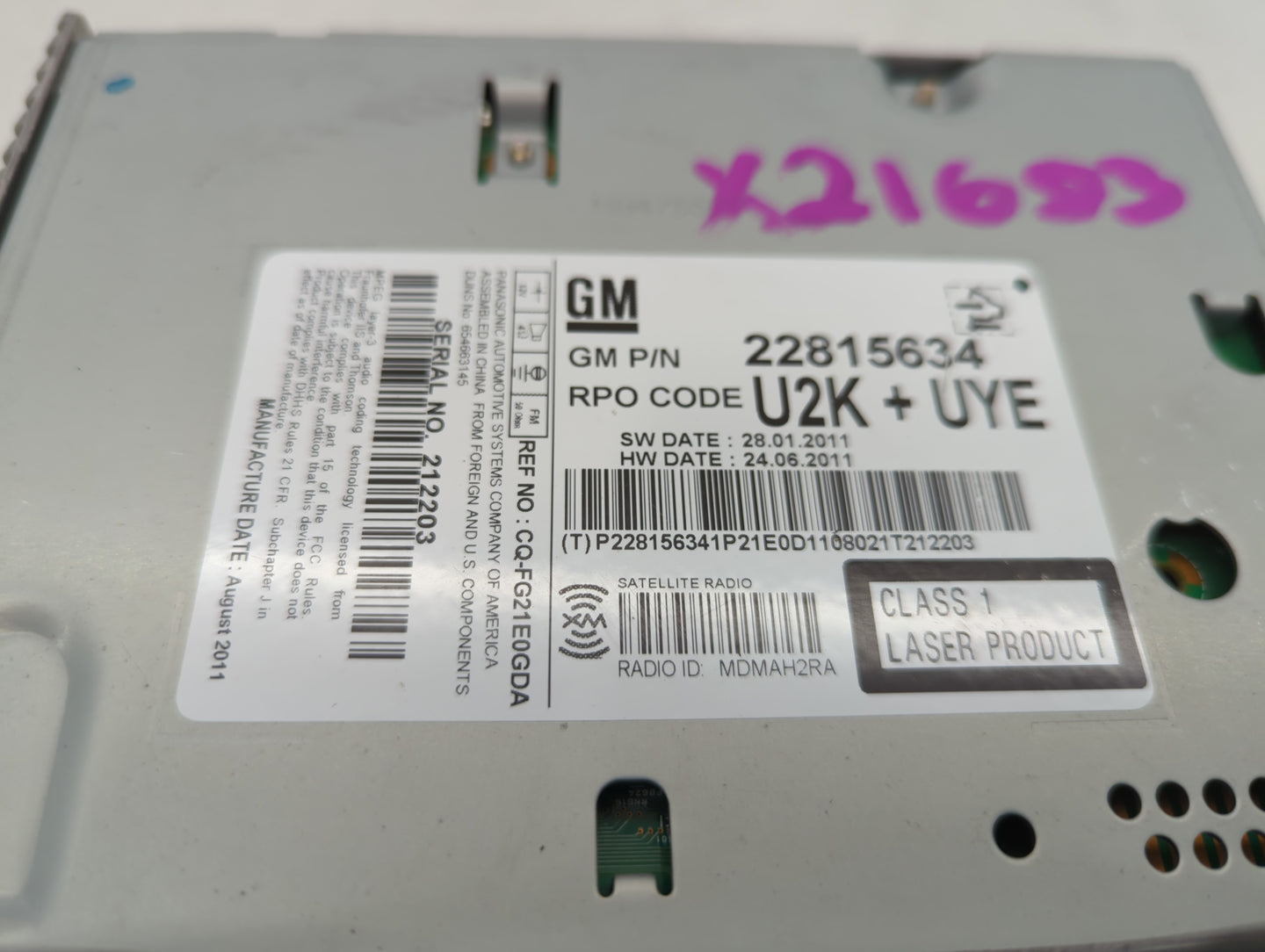 2012 Cadillac Srx Radio AM FM Cd Player Receiver Replacement P/N:22815634 Fits OEM Used Auto Parts - Oemusedautoparts1.com
