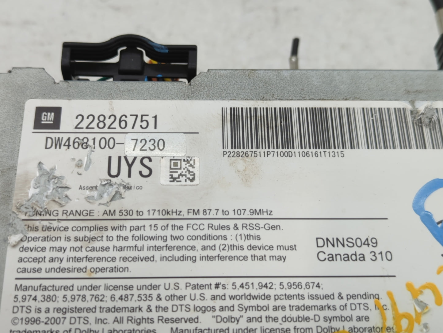 2012-2012 Cadillac Srx Am Fm Cd Player Radio Receiver - Oemusedautoparts1.com