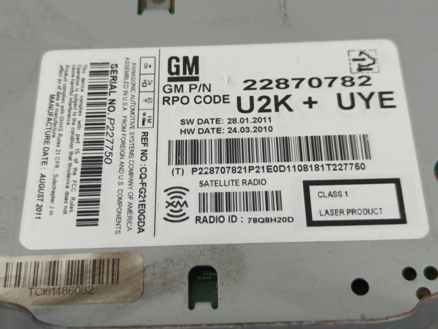 2012 Cadillac Srx Radio AM FM Cd Player Receiver Replacement P/N:22870782 Fits OEM Used Auto Parts - Oemusedautoparts1.com