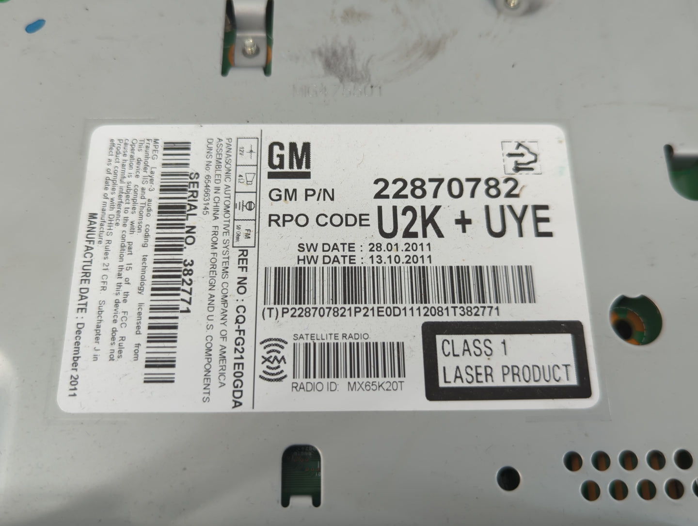 2012 Cadillac Srx Radio AM FM Cd Player Receiver Replacement P/N:22870782 Fits OEM Used Auto Parts - Oemusedautoparts1.com