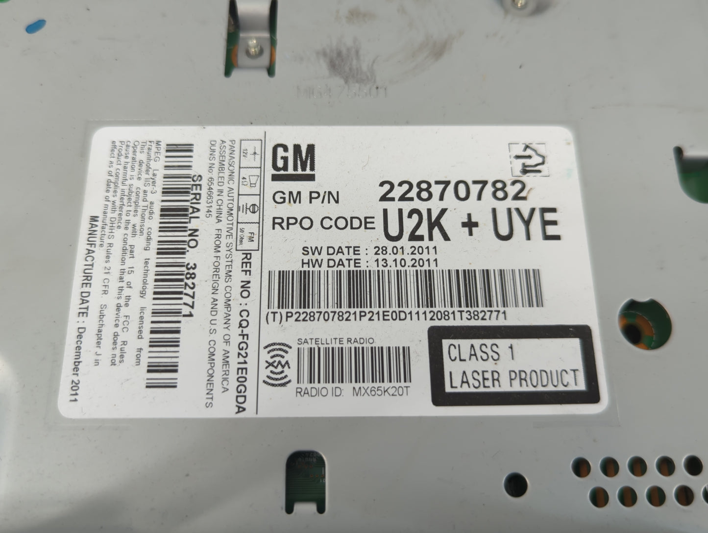 2012 Cadillac Srx Radio AM FM Cd Player Receiver Replacement P/N:22870782 Fits OEM Used Auto Parts - Oemusedautoparts1.com