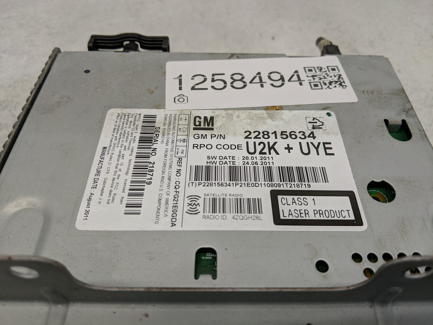 2010-2012 Chevrolet Camaro Radio AM FM Cd Player Receiver Replacement P/N:22815634 Fits Fits 2010 2011 2012 OEM Used Auto Pa