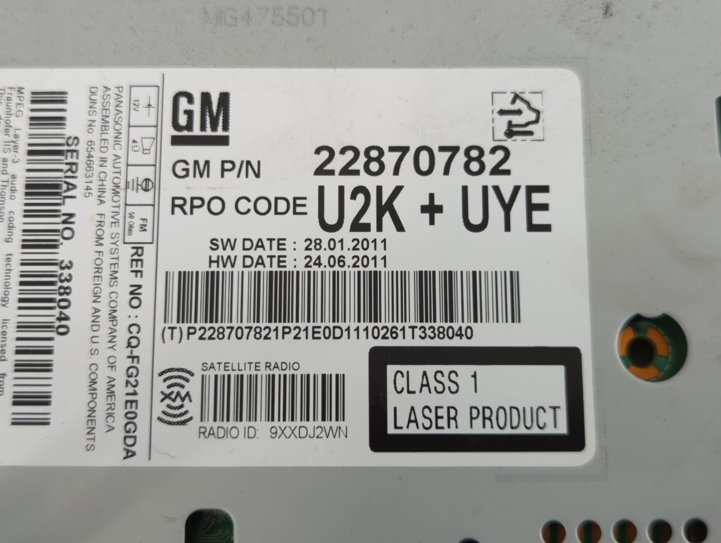 2011-2012 Chevrolet Camaro Am Fm Cd Player Radio Receiver - Oemusedautoparts1.com